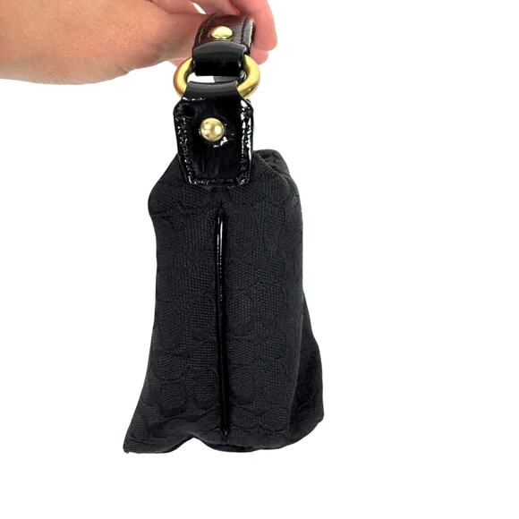 Coach Signature Back Canvas Patent Demi Mini Ergo Baguette Purse Bag 41066 - Picture 11 of 16